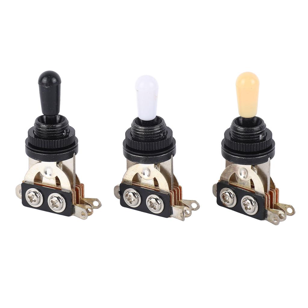 3pcs 3 Way Guitar Toggle Switches Short Straight Switch with Black White Cream Tips for Electric Guitar Black