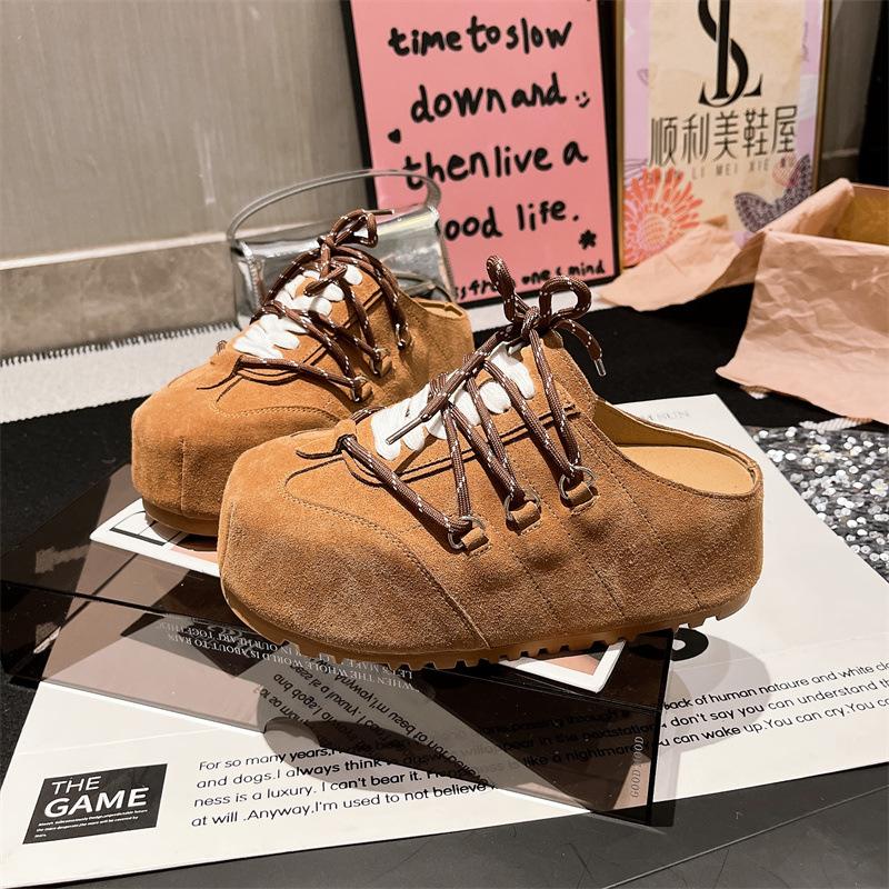 Big Head Bread Women's New Inner Height Increase Muffin Lazy Wearing Bag Head and Half Slippers