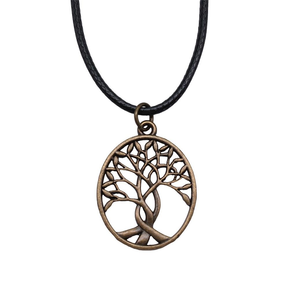 Antieke Levensboom Hanger Ketting Natuur Boho Statement Sieraden 45cm Leren Ketting