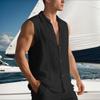 Summer Popular Men's Breathable Loose Linen Casual Lapel Sleeveless Shirt