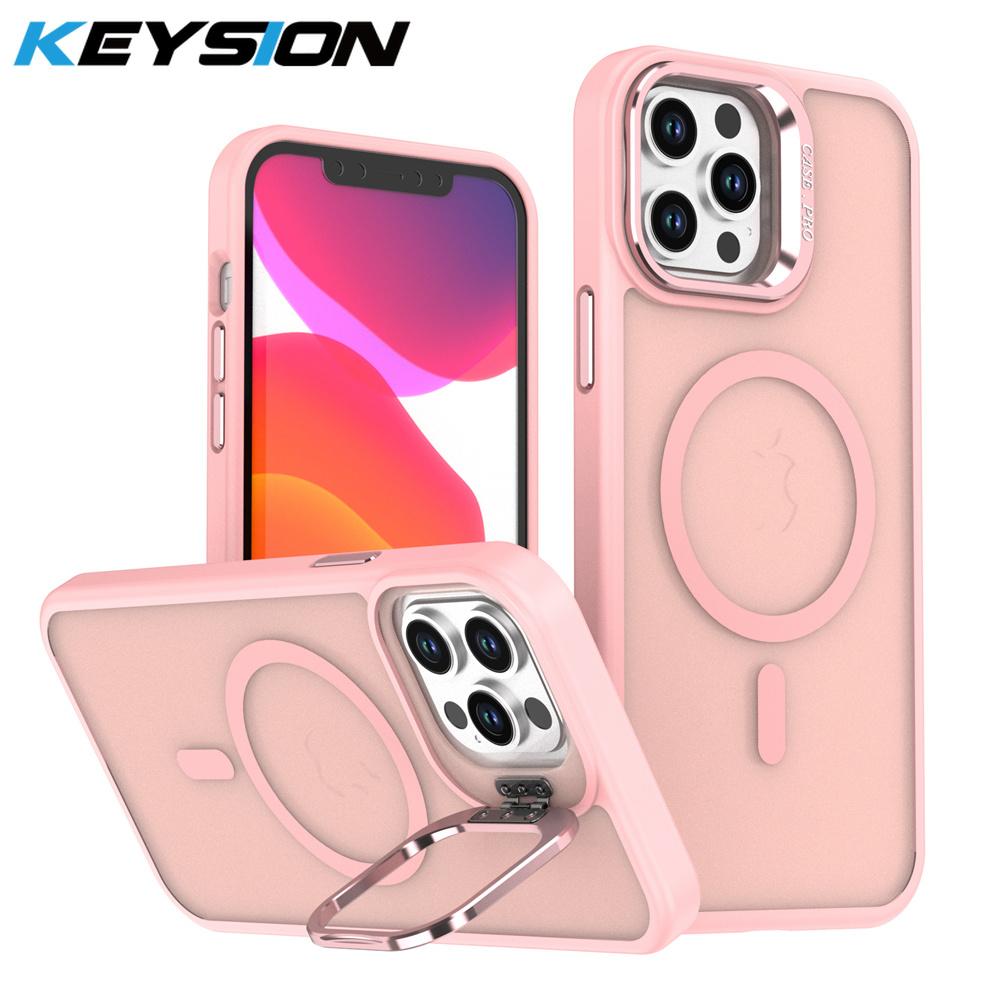 KEYSION Linsenständer Magnetische Handyhülle für MagSafe für iPhone 11 12 Pro Max 11 Pro Matt Durchscheinend Stoßfeste Rückseite