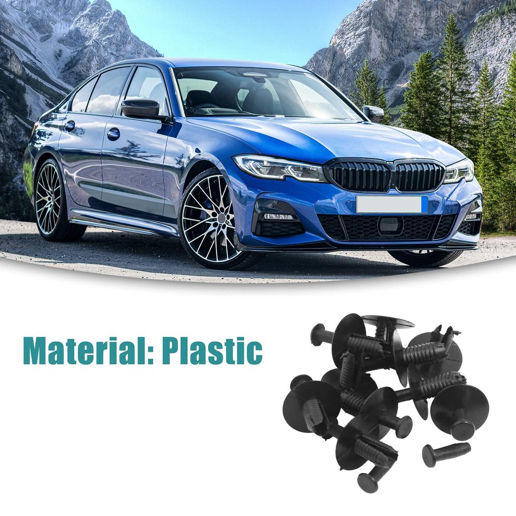 ACROPIX 10 Pcs Fastening Clips Plastic Drive Rivet Flap Bumper Fender Push Clips for BMW Black