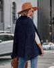 2025 Autumn/Winter Women's High Neck Loose Fashion Cape Sweater - Solid Color
