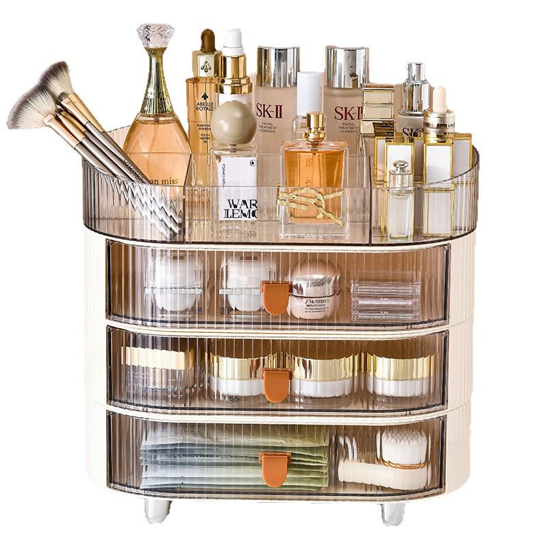 Luxury Multi-Functional Skincare Organizer: High-End Desktop Cosmetic Storage Box