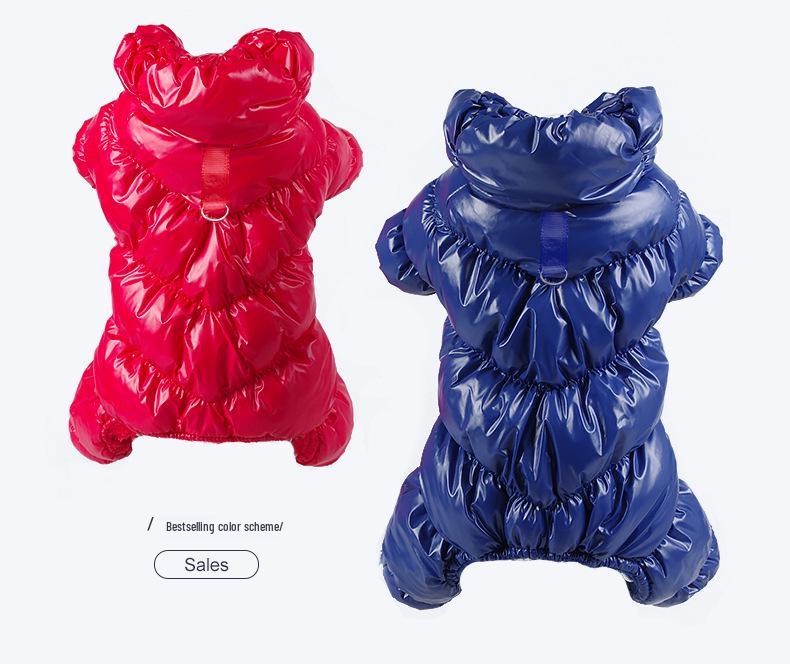 Warme Baumwoll-Hunde- und Katzenkleidung für Herbst/Winter - Vierbeiniges Design mit Schnalle für kleine Rassen wie Teddy, Bichon und Pomeranian