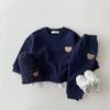 2PCS Children's Set Spring and Autumn Simple Little Bear Head Round Neck Long Sleeve Pants Top + Pant Two Piece Set