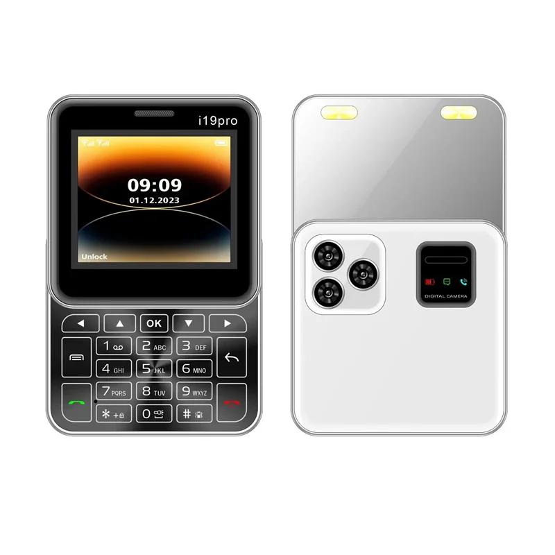 Nový vysouvací mini mobilní telefon i19 Pro čtvercový 2,4palcový Dual SIM 2G GSM Bluetooth FM Fotoaparát Odemčený Malý mobilní telefon