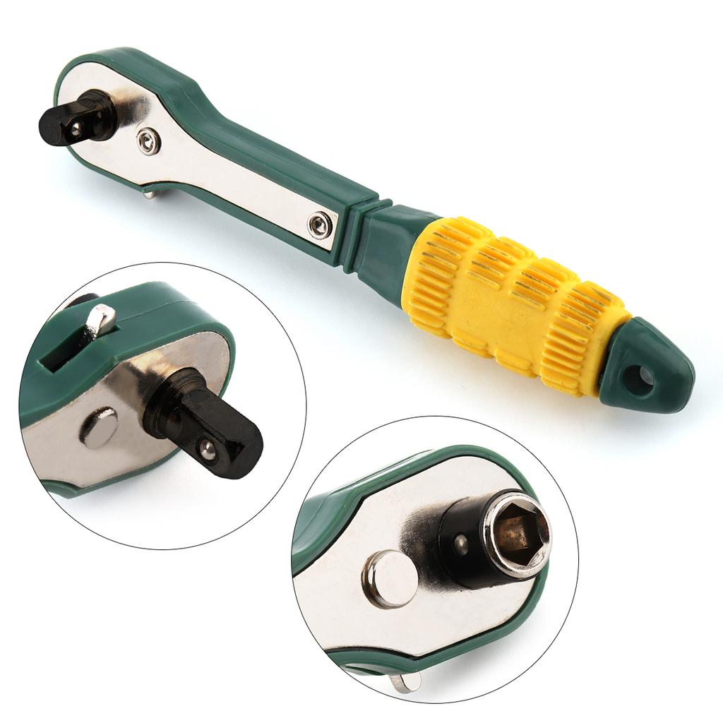 Screwdriver Pole 6.35mm Inner Hexagon Ratchet Socket Wrench with Dual-head Home Tool Accessory