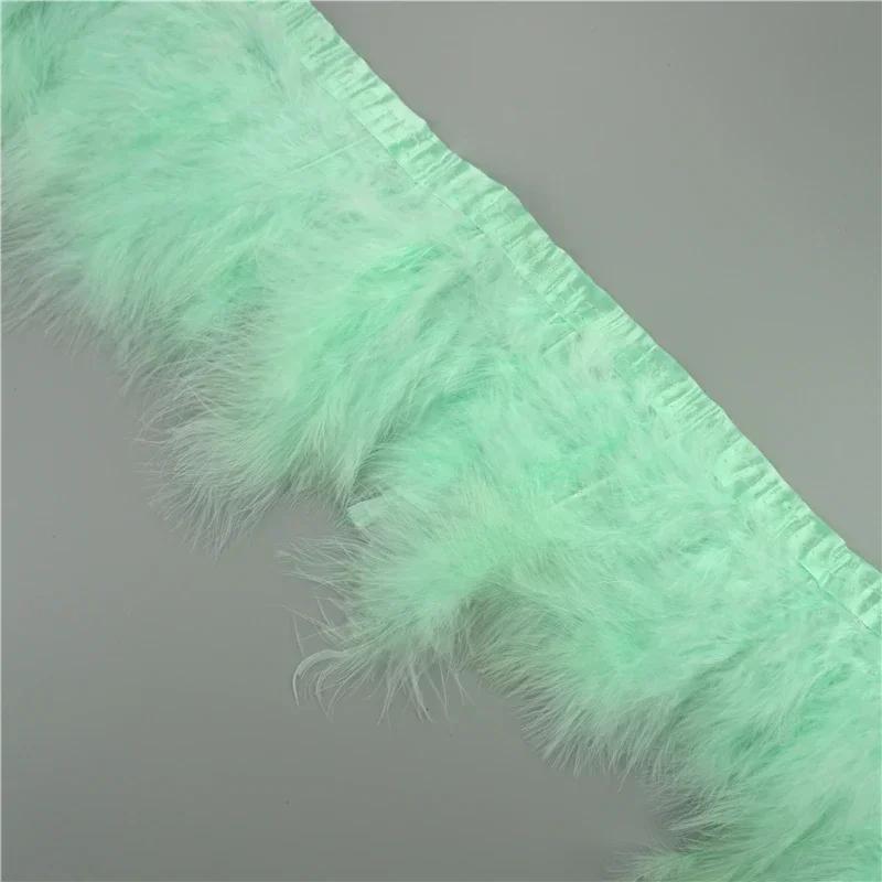 2 Mètres Bordure de Plumes de Marabout Moelleuses Bords Frange 6-8" Plumes de Dinde Blanches Noires Décor Vêtements sur Bande Artisanat Ruban Décoration