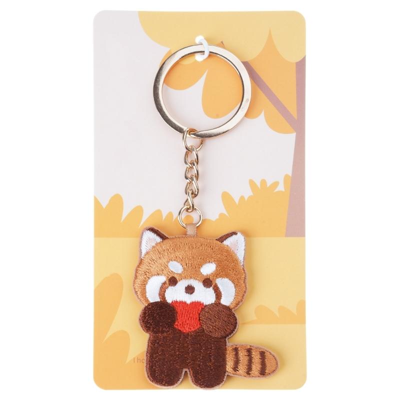 Двусторонняя вышитая брелок-животное Милый мультяшный маленький подвеска-панда Брелок Шарм для сумки Рюкзак Ювелирный аксессуар