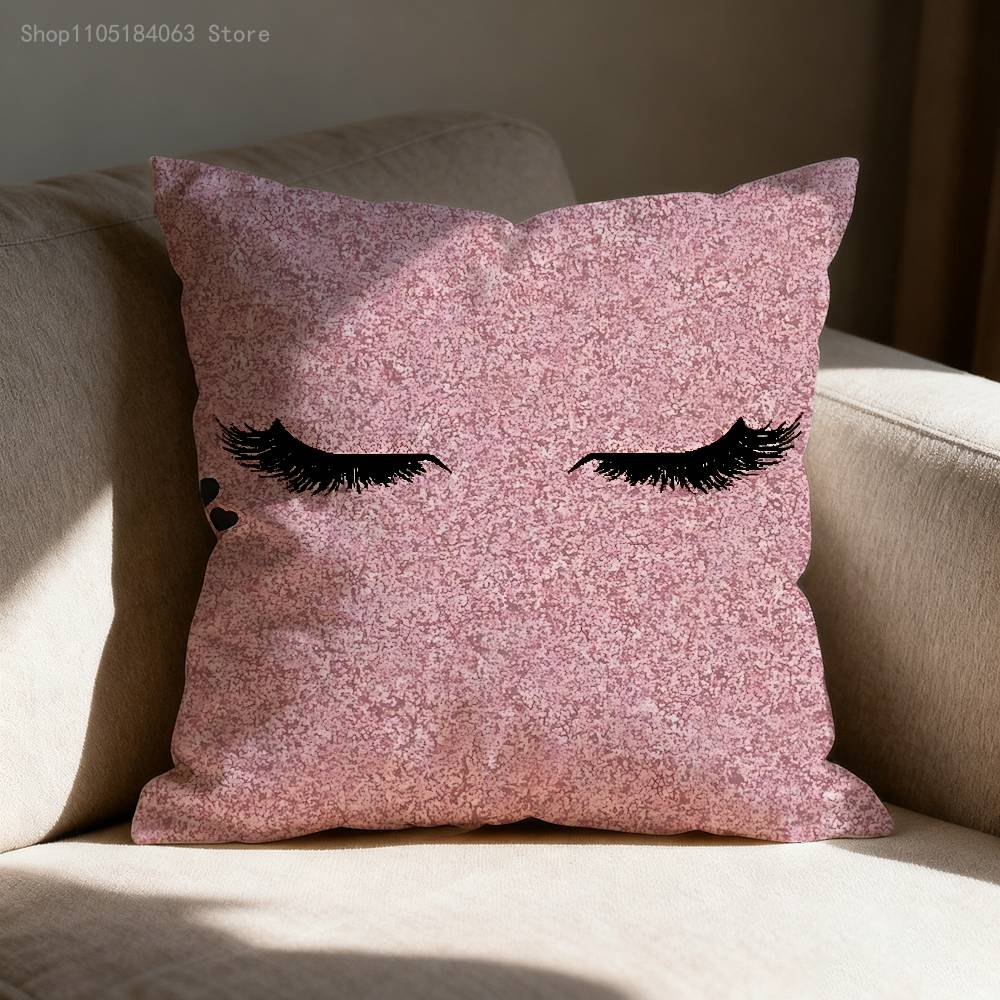 Beauty Makeup Eyelash Throw Pillow Case For 45x45cm 40x40cm 30x30cm 50x50cm 55x55cm Square Home Pillowcase Case