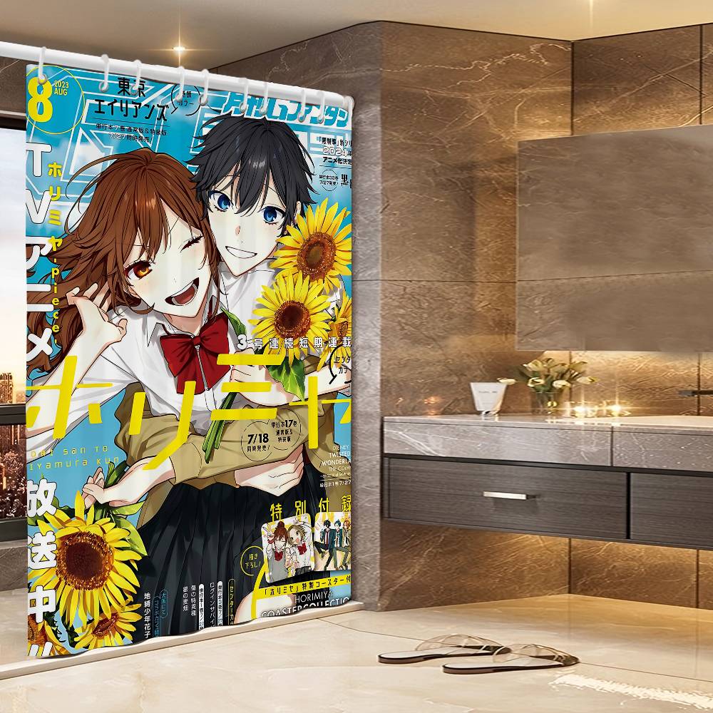 

Anime Figure Horimiyas Pattern Bathroom Shower Curtain Bathroom Partition Curtain Light Opaque Waterproof Material Bathroom W60H190(CM)-1 Pcs