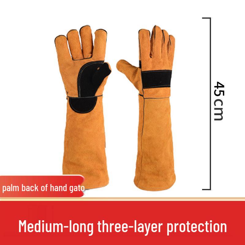 Tear-Resistant Cowhide Anti-Scratch and Bite Gloves for Pet Handling and Grooming