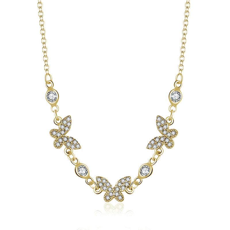 Chic Simple Butterfly Pendant Necklace For Women Unique Design In Silver Gold And