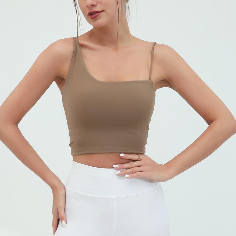 

Женский жилет для йоги: Дышащий, Быстросохнущий, С эффектом «нюд», Спортивный бюстгальтер с подкладкой для фитнеса и танцев Medium хаки