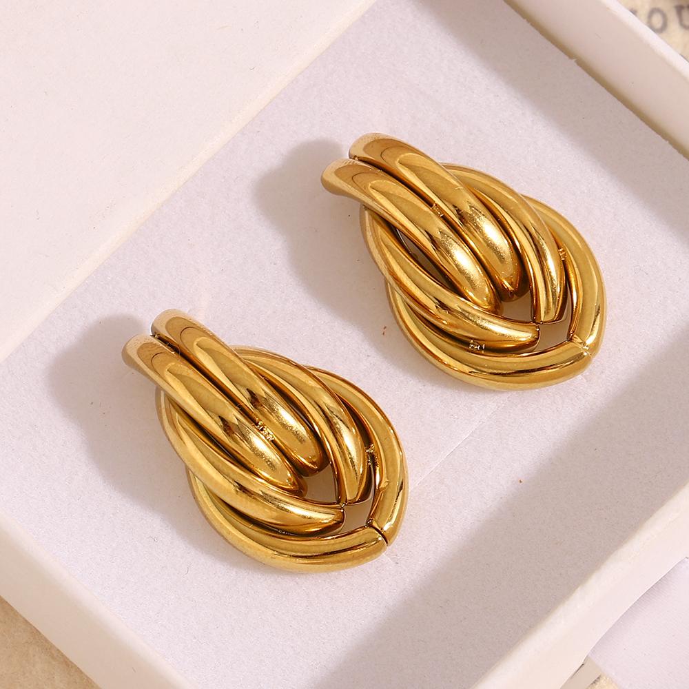 MamacitaSlay New Design 18K Gold Plated Stainless Steel Geometric Earrings Waterproof Jewelry Women's Charm Statement Earrings