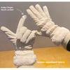 Winter Warm Gloves Touch Screen Women's Thick Cotton Down Riding Cute and Windproof Skiing Gloves with Velvet