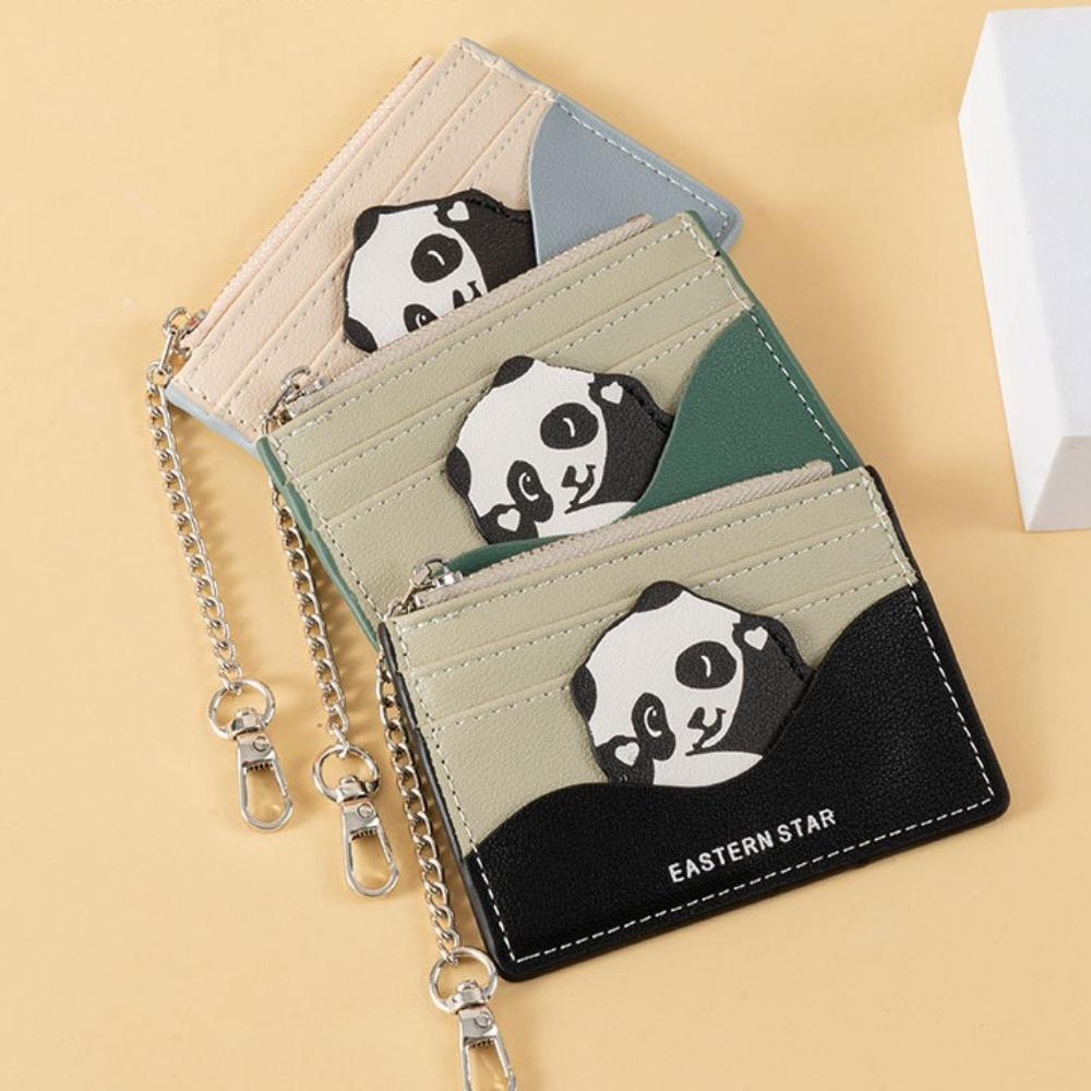 

PU Panda Pattern Purse Soft Card Holder Simple Clutch Wallet Women синий