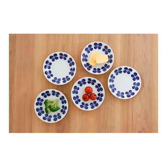 Plate set with rim, Mino ware rim small plate (four-leaf, 5-piece set)