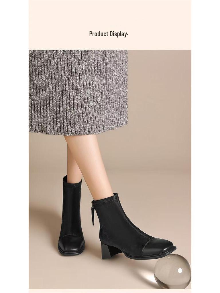 French Chunky Heel Ankle Boots - Autumn/Winter 2025: Versatile, Comfortable, Square Toe, Slimming Boots