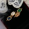 Anello in Acciaio Titanio con Trapano Quadrato Multicolore, Galvanizzato in Oro 18K - Alla Moda ed Elegante