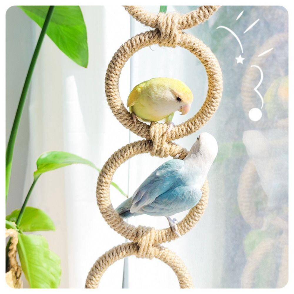Linen Rope Bird Toy Swing Set Suction Cup Bird Claw Beak Grinding Bar  Climbing Exercise