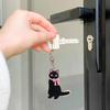 2D Platt Akryl Katt Berlock Nyckelring Hänge Svart Katt Hängande Dekoration Biltillbehör Bilspegel Tillbehör Bilinredningsdekor