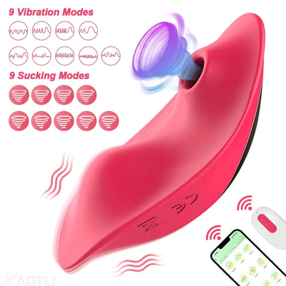 APP Bluetooth Sucking Vibrator Female Wearable Clit Sucker Clitoris Stimulator 2 In 1 Adult Goods Sex Toy for Women 's Panties