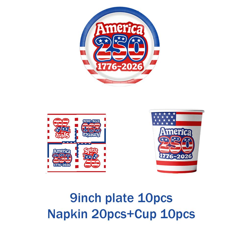 American Independence Day Theme Festival Party Decorations 250th Anniversary Celebration Cup Plate Tableware Background Supplies