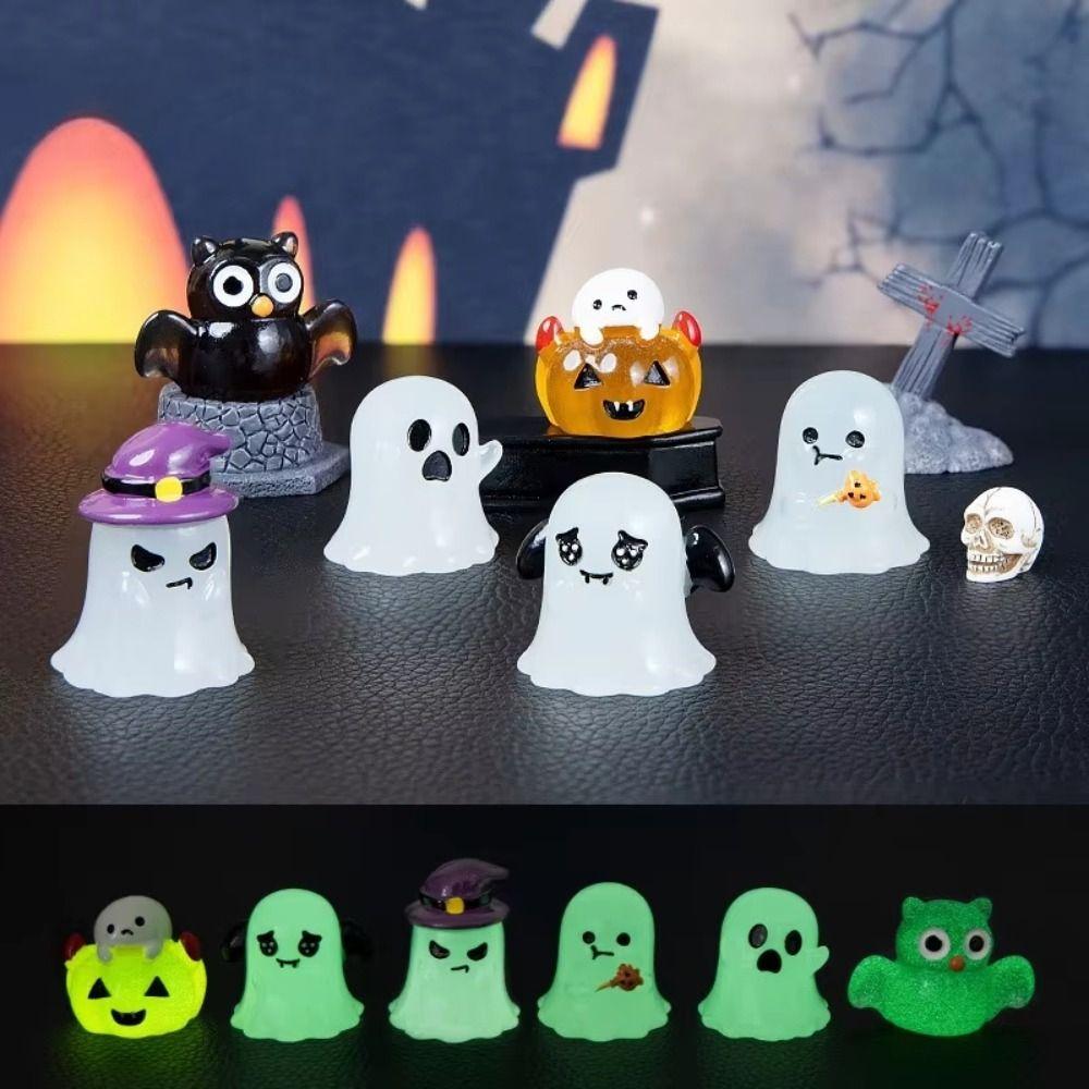 6pcs Set Micro Landscape Halloween Miniature Ornaments Glow In Dark Figurines  Dollhouse Decor