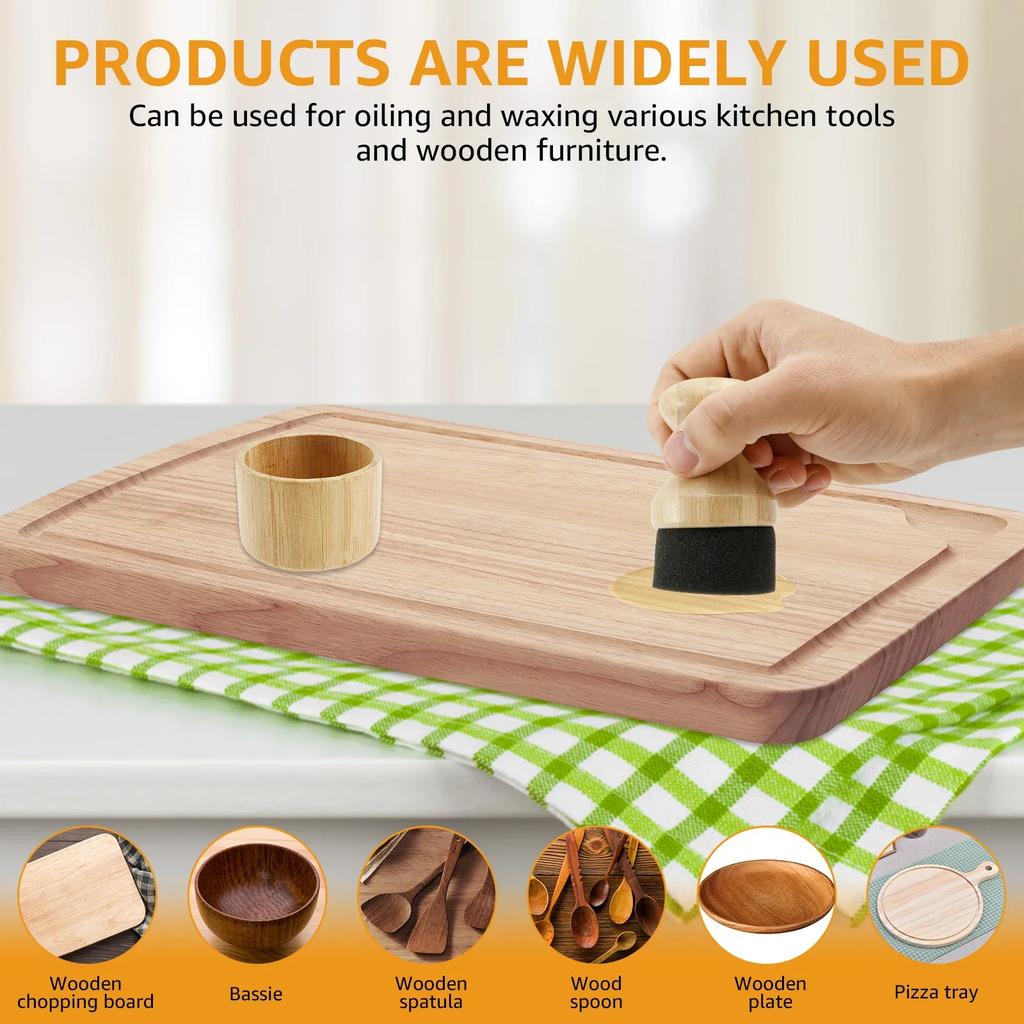 Cutting Board Oil Wax Applicator Wood Mineral Oil Applicator with Lid & Ergonomic Handle Multi-role Butcher Block Oil Applicator