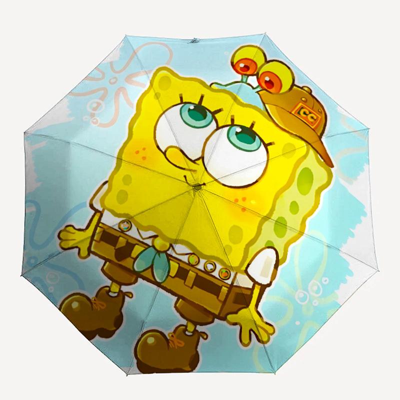 

1PC SpongeBob Pattern Automatic Folding Umbrella, Portable Collapsible Design, Casual Outdoor Accessory, For All Seasons yy250912014
