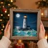 LED Picture Frame Lamp Sea Glass Art Painting with Light, DIY Mosaic Arts and Craft Kit, Home Decor Lighting Ocean Themed Beach Kit for Office