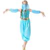 Halloween Green Arabic Girl Costume Children Belly Dance Indian Dance with Veil Princess Dress Full Set