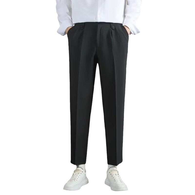 New nine-point straight trousers loose men's high-end non-ironing summer thin suit pants casual pants men
