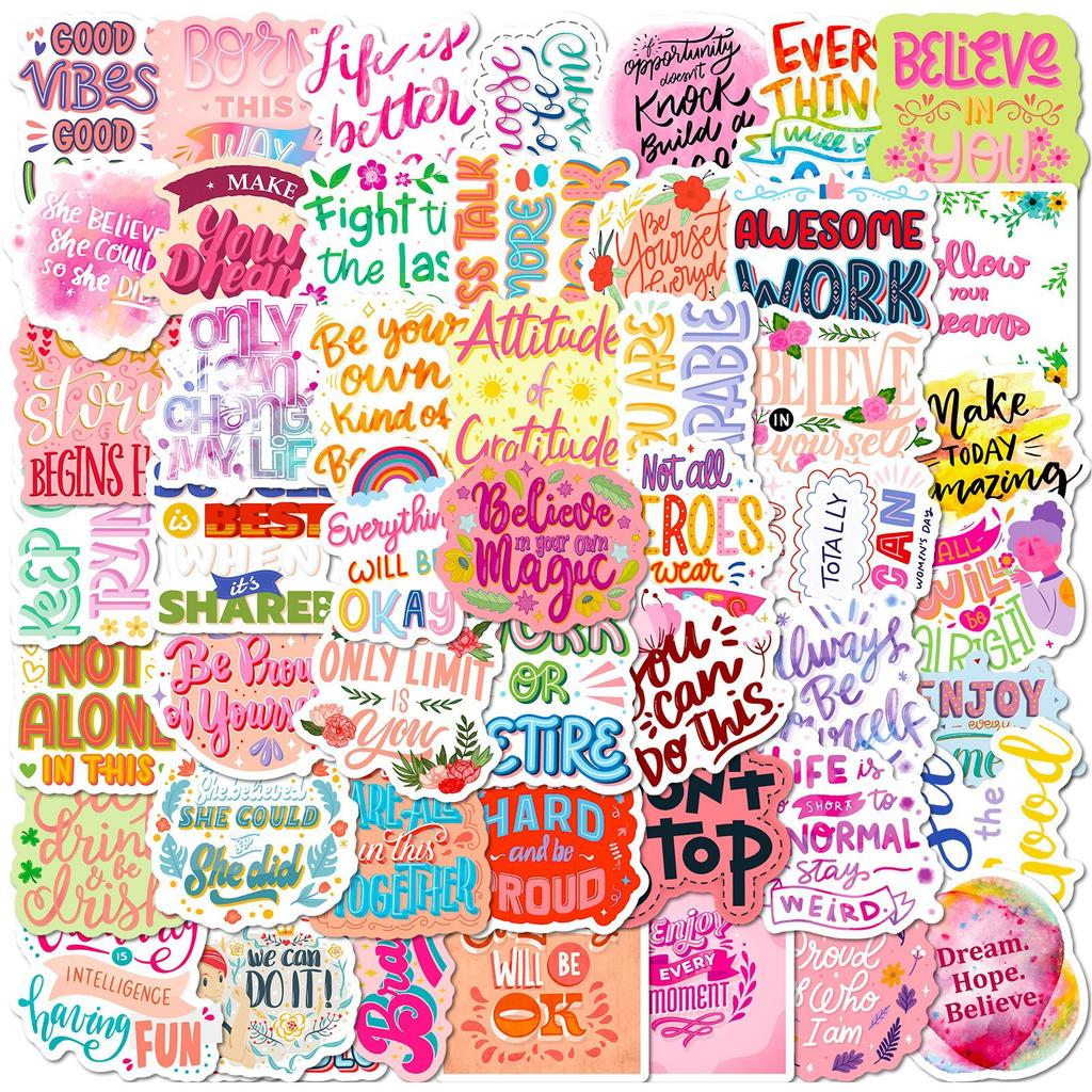 50 Pink Inspirational Texts Internet Celebrity Inspirational Texts Girl Heart Healing Wind Phrases English Stickers