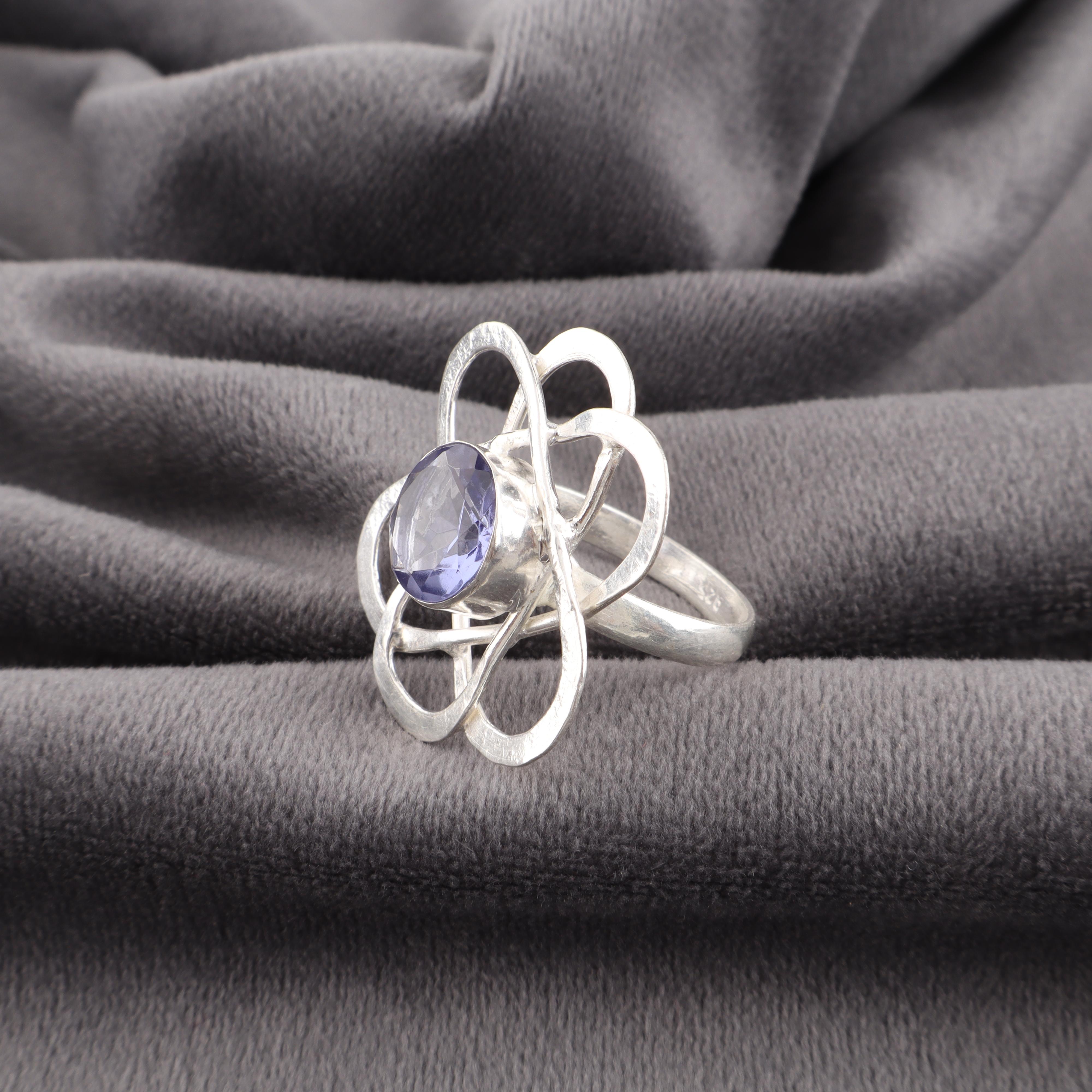 

Иолит Драгоценный камень 925 Проба Стерлинговое серебро, Ювелирные изделия из серебра ручной работы, Замечательное серебряное кольцо ручной работы в подарок для женщин 9 фиолетовый