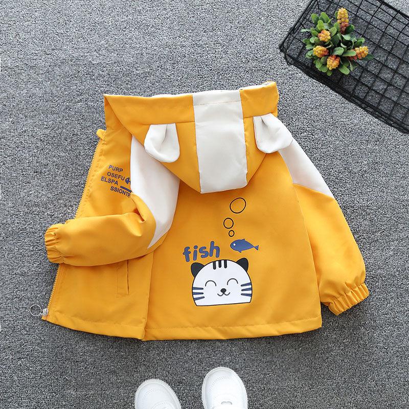 Spring Autumn Green Yellow Thin Style Children Costume Boys Coats Jacket Girls Hooded Coat Kids Outwear Boy Clothing