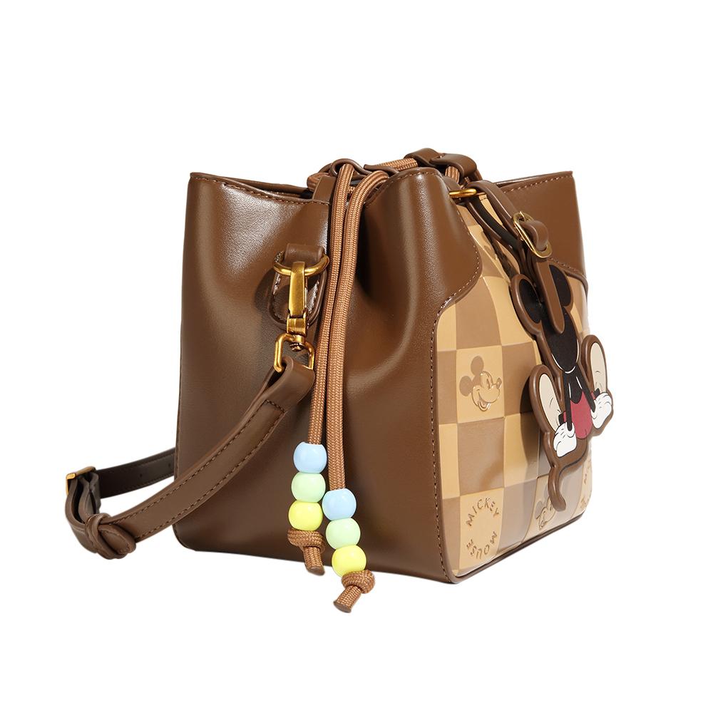 New Disney Mickey Series PU Bucket Bag, Shoulder Bag Trumpets Women's Coffee BMK-71280K