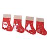 Christmas Stocking Decorative Cartoon Pattern Cuff Stocking Ornament for Tree Stairs Fireplace Red 4pcs