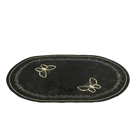 Linen Placemat Embroidery Butterflies Pattern Oval Heat-Resistant Stain-resistant Placemat Dining Accessories