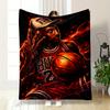 "Basketball Legend Artwork On Fire Background" Patterned Flannel Blanket Perfect for the Bedroom Living Room, Sofa, or a Little Nap