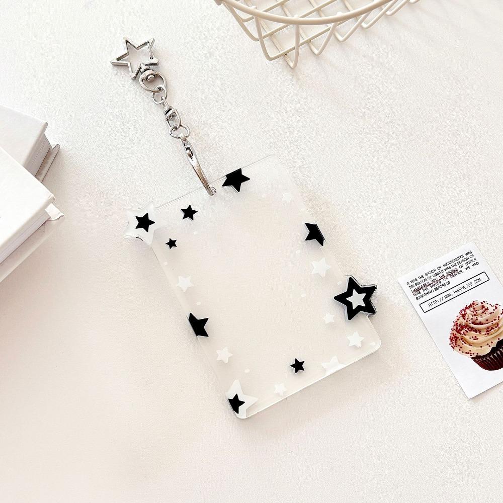 Acrylic Card Holder Colorful Star Student Card Protector Kpop Photocard Holder Keychain  Gift