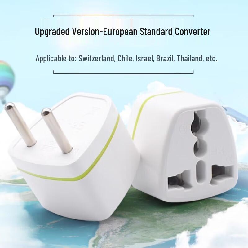 Shengbilai 2-Pin to 3-Pin European Standard Power Adapter
