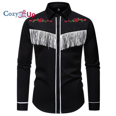 Cozy Up Spring New Fashion Tassels Design Men's Long Sleeve Shirt Embroidery Costume Performance Shirts Male Party Nightclub Shirt