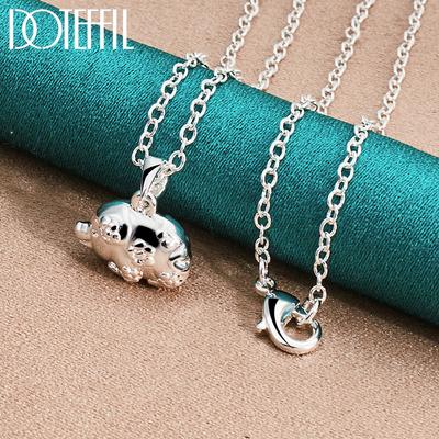 Collana con pendente a forma di maiale in argento sterling 925, gioielli di moda per matrimoni