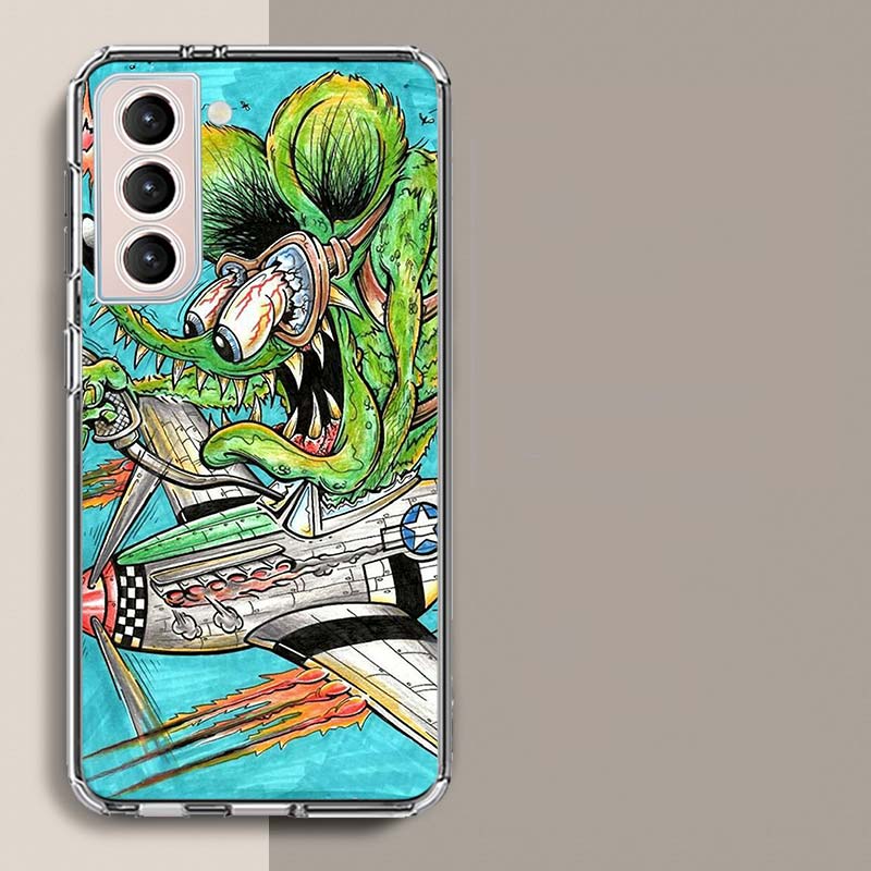 Surf Cool Rat F-Fink Phone Case For Samsung Galaxy S25 Edge S24 S23 FE S21 S20 S10 Plus S22 S26 Ultra Cover Clear Cases TPU Capa Samsung S23 Ultra