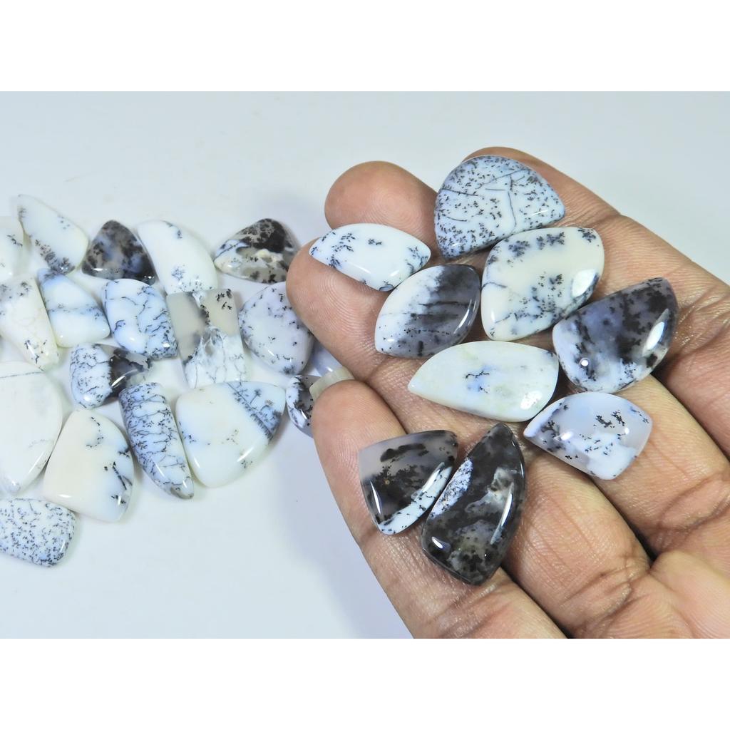 255Cts. Natural Dendrite Opal Agate Fancy Cabochon Loose Gemstone 33Pcs Lot C-1325