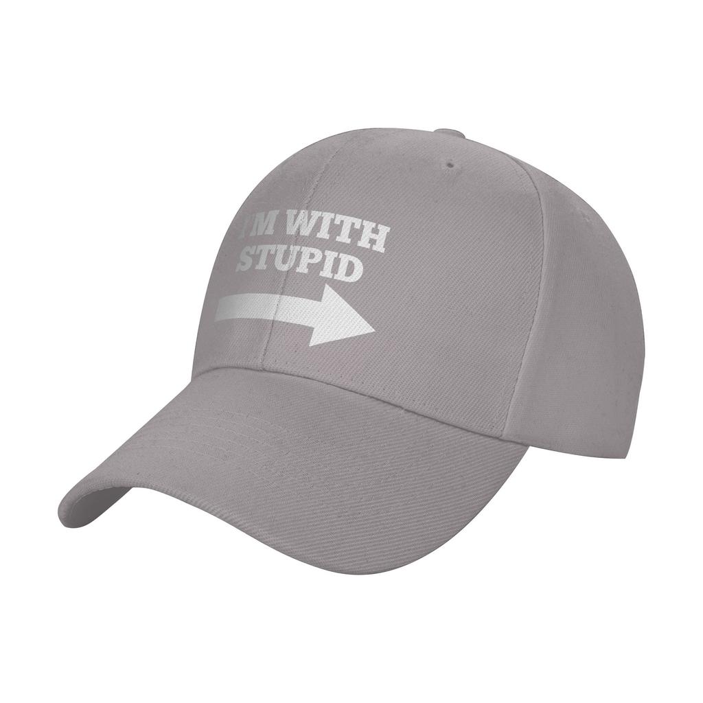 Summer Im with Stupid Arrow Pointing Right Im with Stupid Baseball Cap  Outdoor Sport Sun Trucker Hat Unisex Baseball Caps