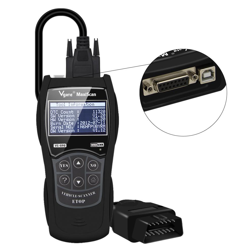 

Newest Vgate VS890 OBD2 Scanner Code Reader Diagnostic Tool Read/Clear Fault Codes Live Data Multi-Language Universal for Cars VS890